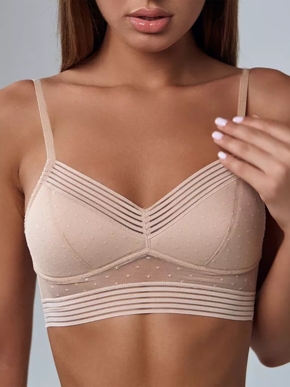 Starry Bra - Low Back Wireless Lifting Lace Bra - Nude - Fits 34A and 34B